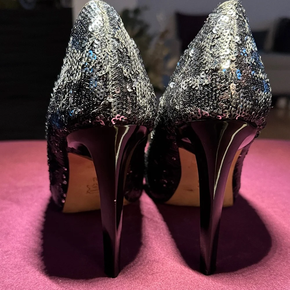 BCBGMaxAzria Black Sequin Heels